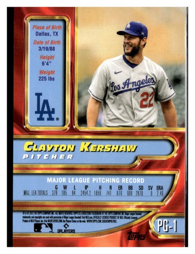 2022 Topps UK Edition #PG-1 Clayton Kershaw Merlin Premier Gold Redux Dodgers - Picture 2 of 2