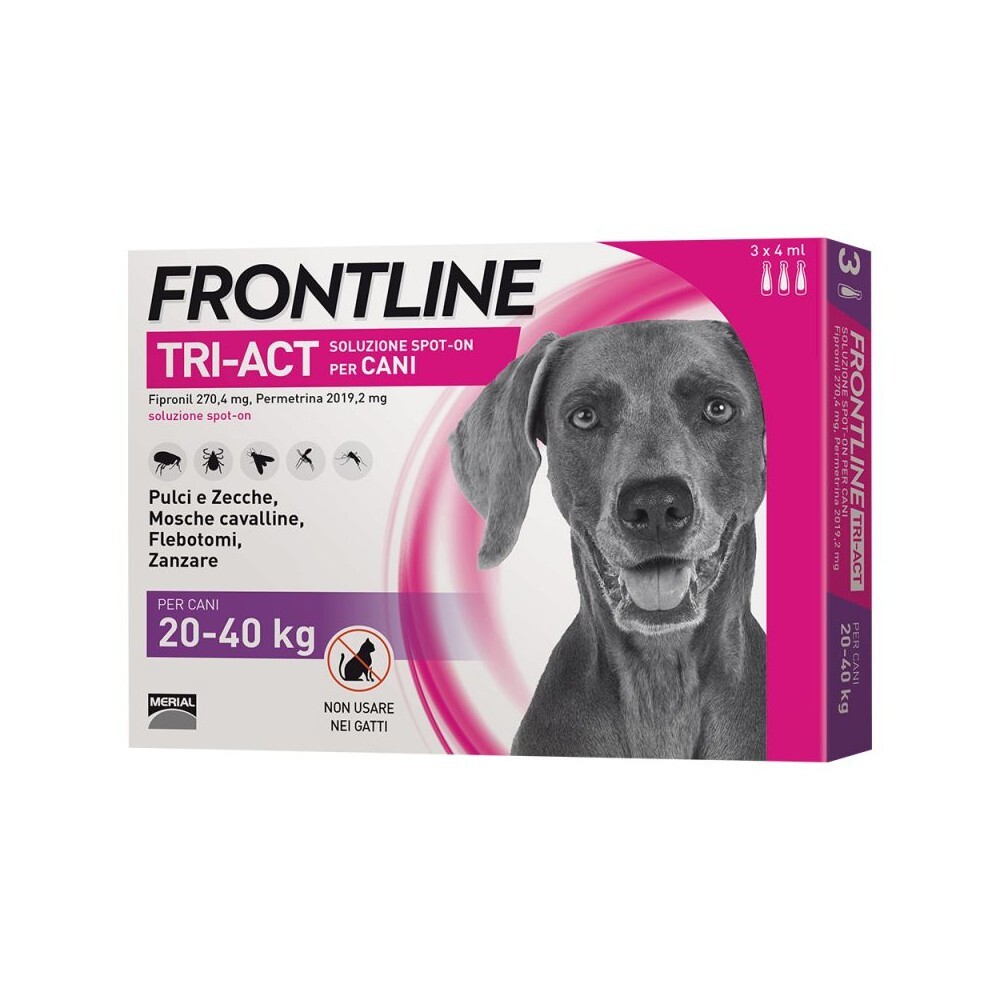Frontline TRI-ACT Cani 20-40 kg | 3 Pipette Antiparassitario Completo