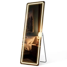 ZUNMOS Full Length LED Mirror with Dimmable 3 Color Lighting Thin Aluminum Frame
