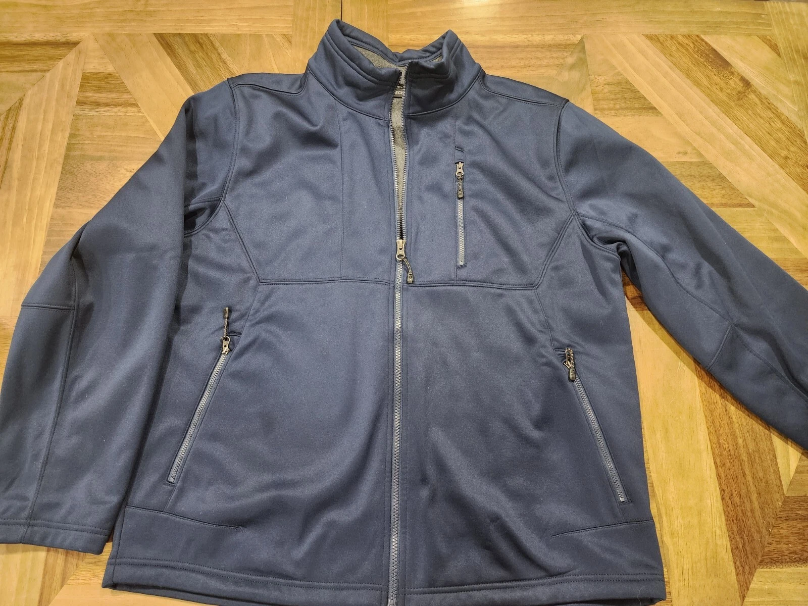 Swiss Tech Men Blue Performance Weatherproof Midweight Soft Shell Jacket Large