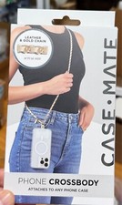Case-Mate Phone Crossbody Adjustable Smartphone Leather  Gold Chain - Cream