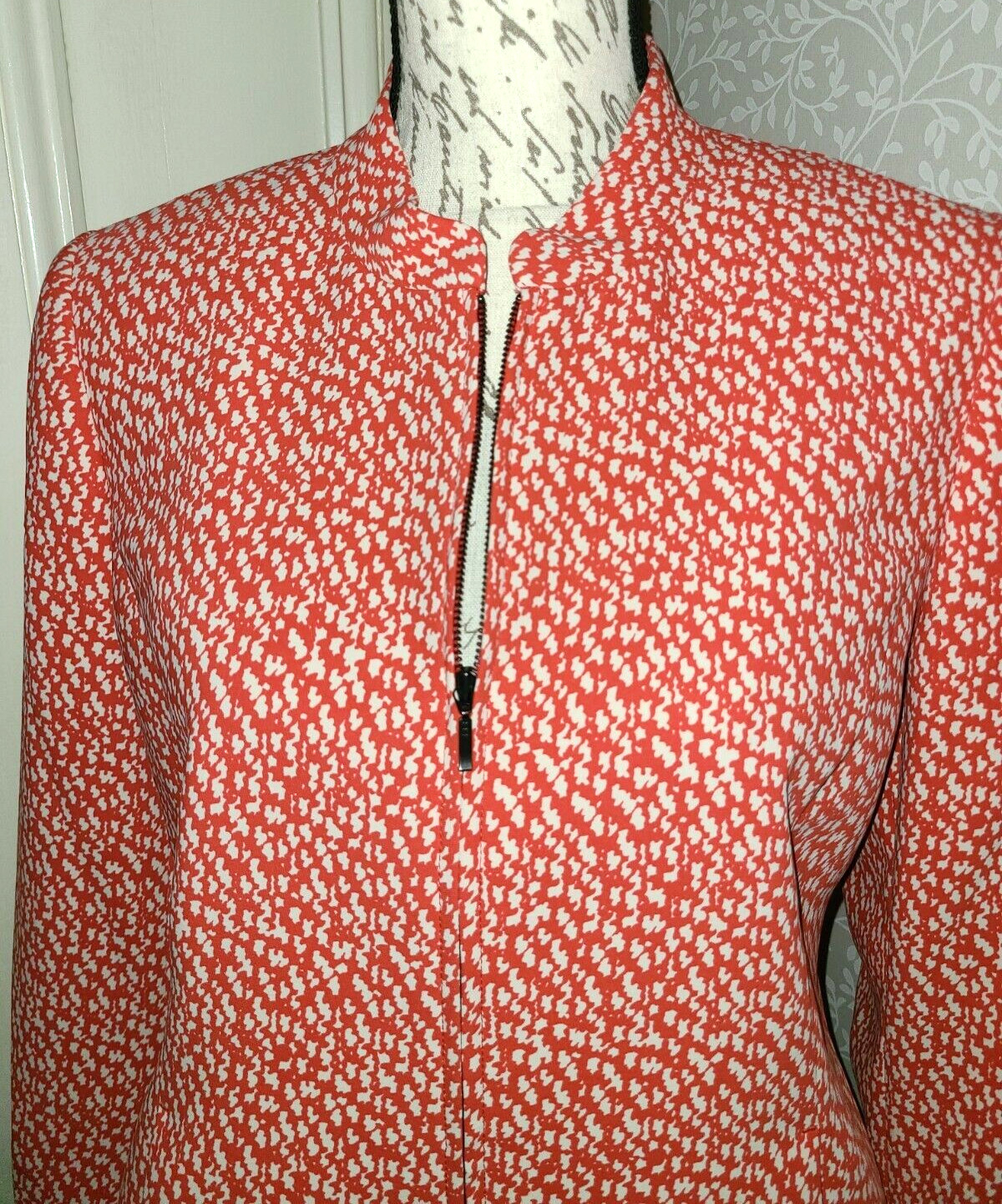 Pendleton orange & white abstract pattern full zi… - image 7