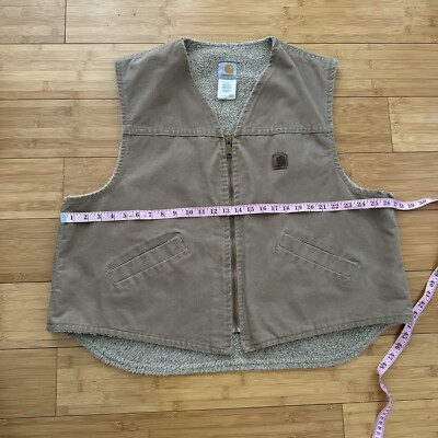 VTG 90s Carhartt Vest Mens 2XL Brown Sherpa Lined USA Made Duck
