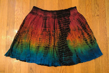 RAINBOW Tie Dye Black Contrast Vintage Hippie Skirt vibrant with ties AS IS READ