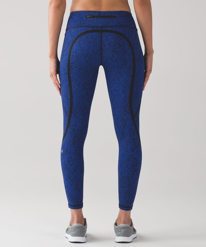 Lululemon On Track Tight Circuit Cerulean Blue Black Stretch Run Pocket