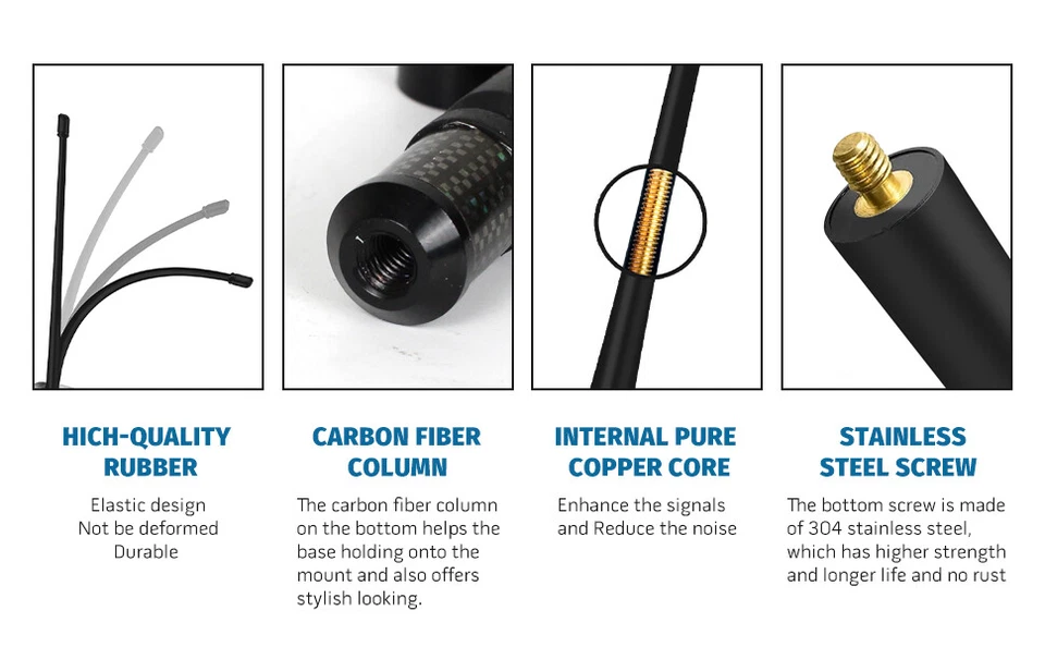 13" Premium Black Rubber AM/FM Antenna Mast Fit for: 1988-1999 Chevrolet C1500 - Image 4 of 4