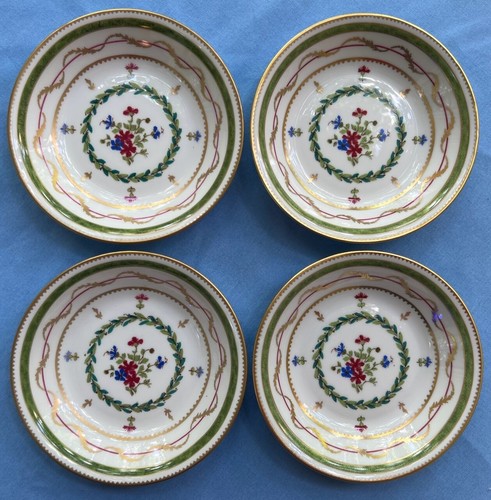 Set of FOUR Haviland Vieux Paris Green Fruit Dessert Bowls - Picture 2 of 11
