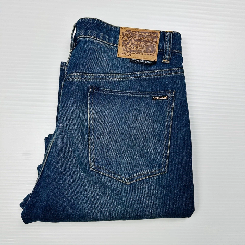 Volcom Nailer Relaxed Straight Men's Denim Jeans Size 33 W36" Blue Skate Wear - Image 3 of 4