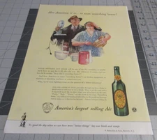 1943 Ballantine's Ale Husband Surprising Wife, America want something better Ad