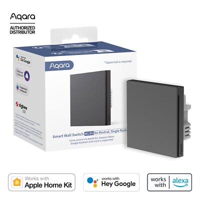 Aqara Smart Wandschalter H1 grau (ohne Neutralleiter, Einzelwippe) - Aqara Hub erforderlich