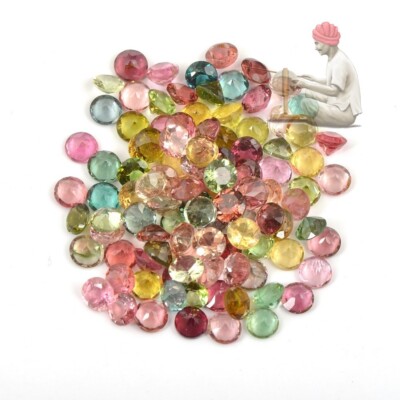 Natural Multi Tourmaline 3mm Round Cut Loose Gemstone for sale