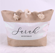 Custom Bridesmaid Canvas Tote Bags Bachelorette Party Beach Wedding Favors