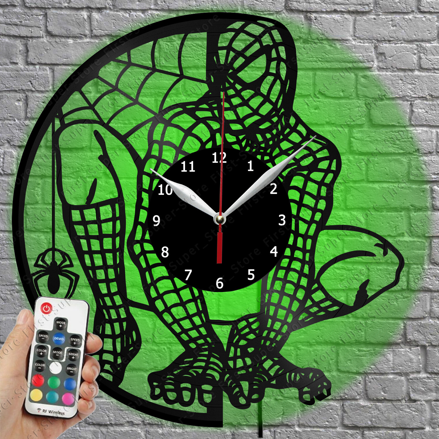 Spiderman LED Wall Clock with Vinyl Record Design and Light