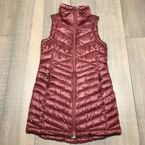 Columbia Vest Womens Size S Joy Peak Long Full Zip Omni Heat Infinity Puffer