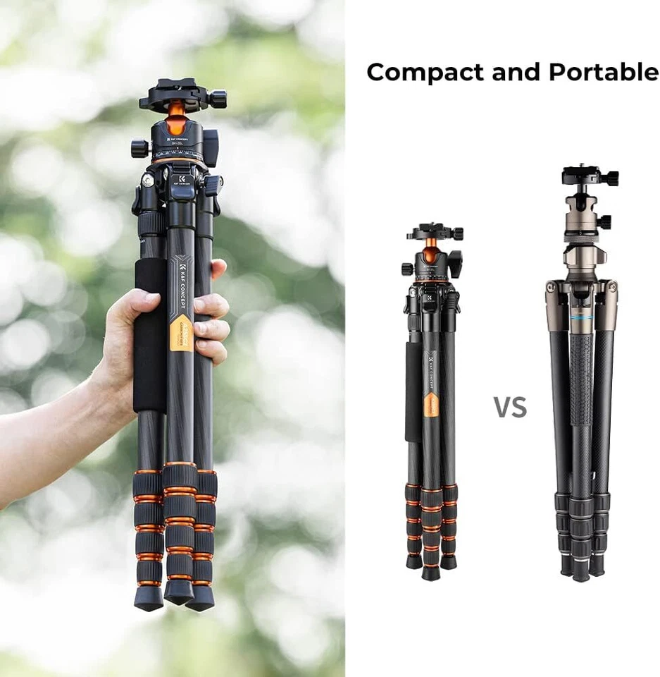 K&F Concept Carbon Fiber Camera Tripod with Metal Ball Head for DSLR Cameras - Image 3 of 4