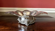 Antique  Ornate Centerpiece Bowl Lions Urns Pierced Silver plated Hallmarked