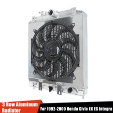 3 ROW ALUMINUM CORE RADIATOR+SHROUD FAN For 1992-2000 HONDA CIVIC EK EG INTEGRA