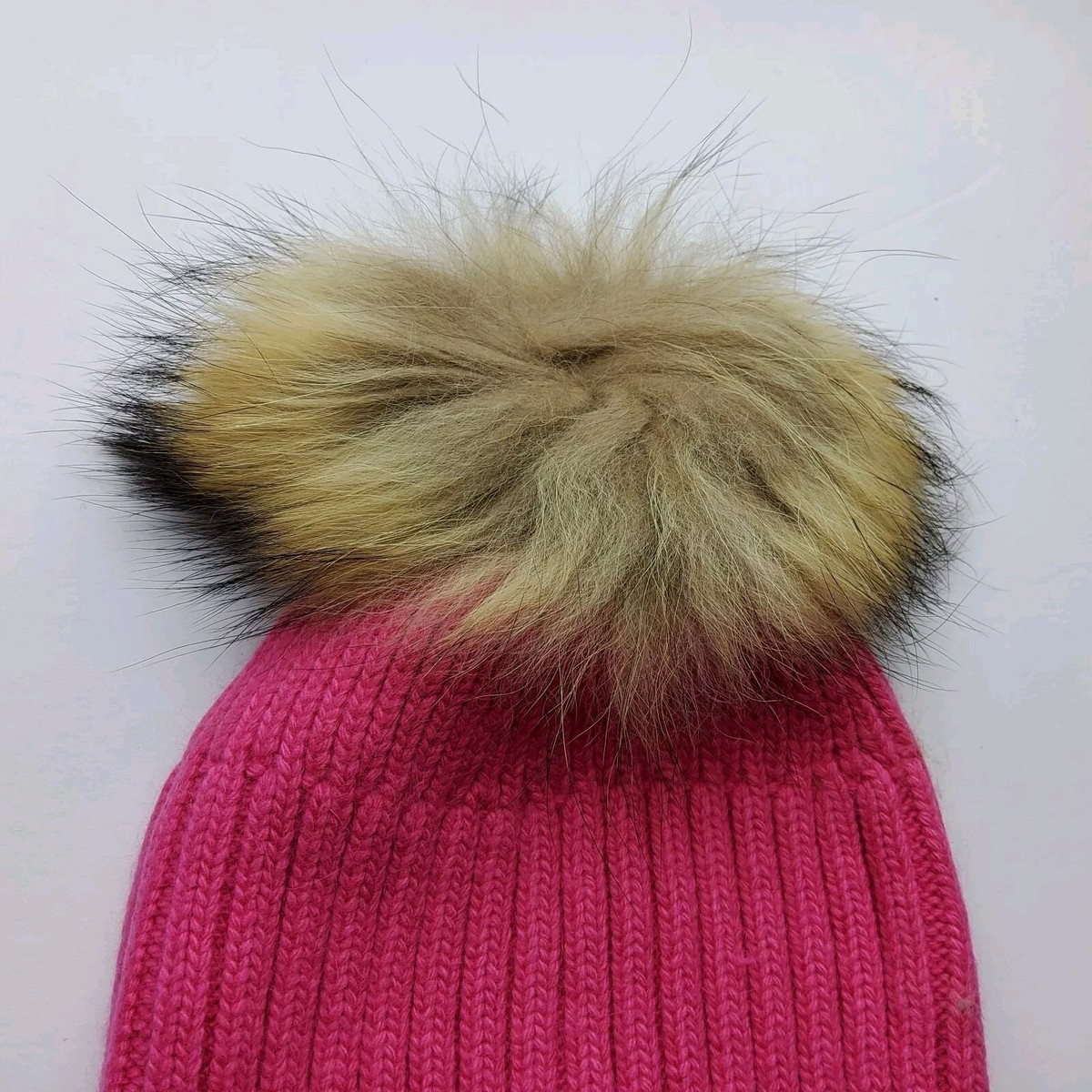 Wool Rabbit Fur Pom Ribbed Knit Winter Beanie Hat | eBay