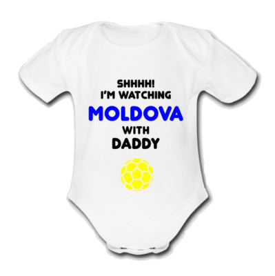 MOLDOVA Babygrow Baby vest grow gift watching with daddy etc football ROW