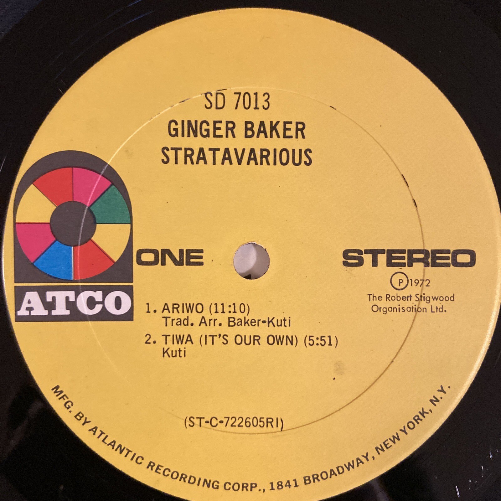 Ginger Baker "Stratavarious" LP on Atco 1972 FELA KUTI AFROBEAT classic