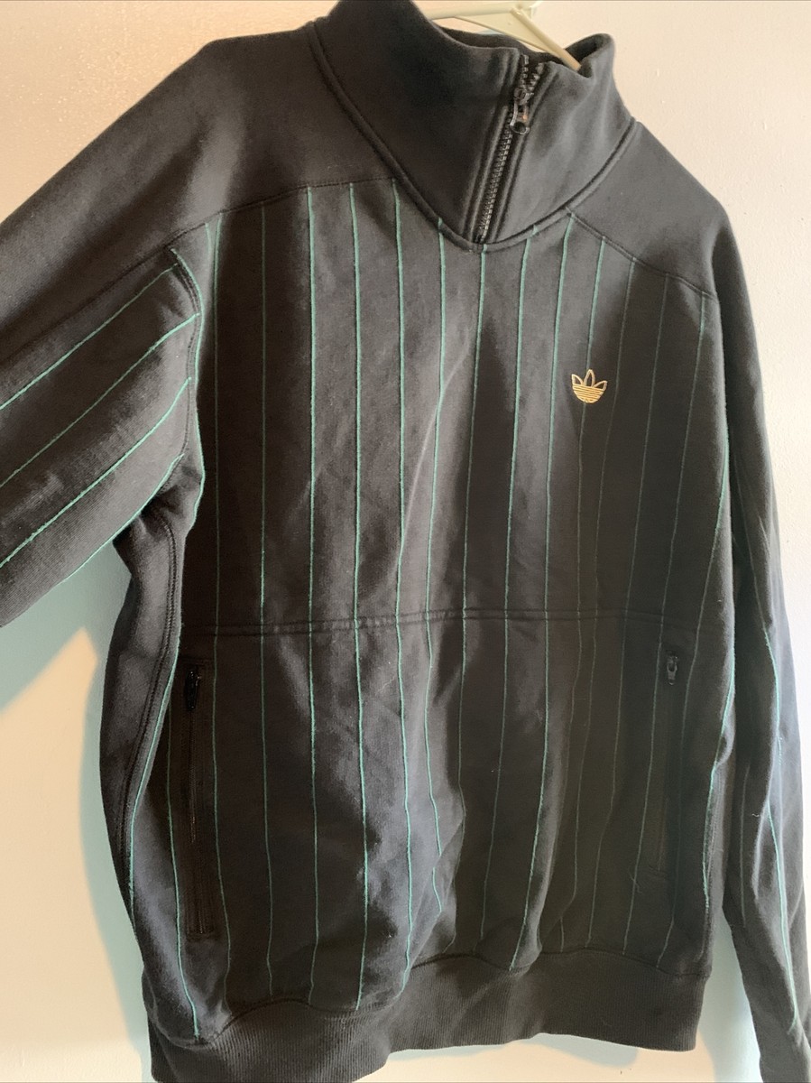 adidas Tyshawn Jacket Mens Medium Black Green Stripe High Neck