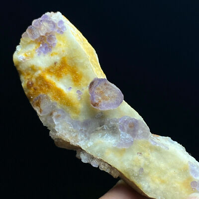 144g Translucent Purple Cube QR Code Fluorite & White Quartz Mineral Specimen