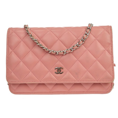 Best08 Chanel Pink Lambskin Classic WOC Wallet on Chain Shoulder Bag KQ01779