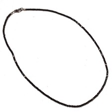 Black Spinel Beaded Necklace Faceted Beads Necklace Silver Necklace 18 Inch