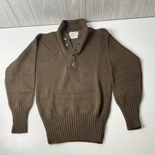 VINTAGE US ARMY MILITARY SWEATER MEN'S MEDIUM OLIVE DRAB OD 100 WOOL HENLEY