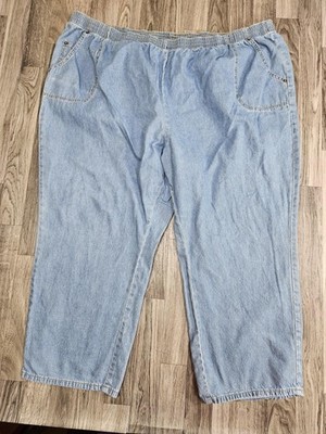 Liz & Me Denim Jeans Womens 4XWP Petite Light Blue Pull On Elastic Waist Pockets