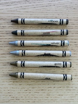 Vintage Crayola Metallic Crayons Gold Silver Copper Lot Binney & Smith USA