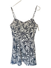 NWT American Eagle Outfitters Palm Leaf Sundress Size 12 Black White Strappy Bac