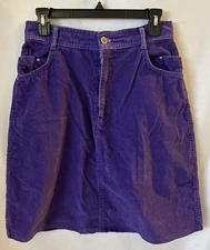 Vintage 90s Gitano Purple Corduroy High Waist Skirt Pockets Cotton 13/14