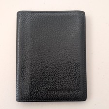 Longchamp Le Foulonne Black Leather Mens Cardholder Wallet Bifold