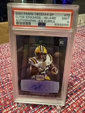 2020 Clyde Edwards Helaire Obsidian Rookie Auto /49 Purple #72 PSA 9 Mint