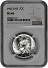 1965 SMS 50c Kennedy Half Dollar NGC Graded MS 66 in New Holder
