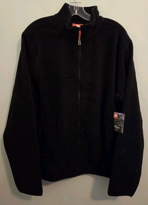 Ozark Trail Men's LARGE Polar Fleece Jacket BLACK Zip Front Mock Neck #10726