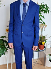 Mens 4 pieces Marks and Spenser suit in blue colour 36'' jacket Prom suit  