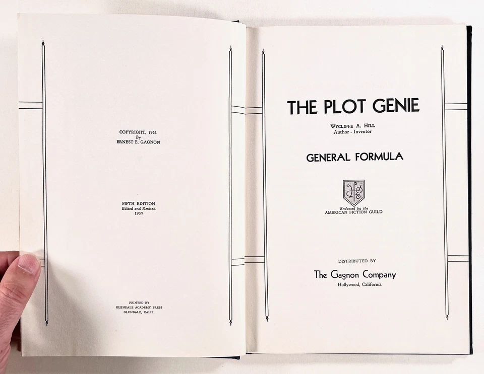 1935 THE PLOT GENIE INDEX randomly generated movie script ideas HC revised ed'n Foto 3 de 4