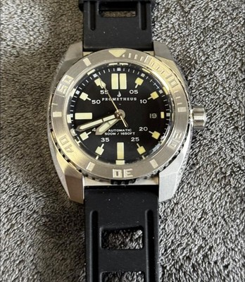 Prometheus Piranha Black 44mm  500m Automatic Date Dive Watch RARE