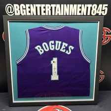 Muggsy Bogues Signed Autographed Charlotte Hornets Framed Jersey Beckett BAS