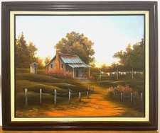 Original Painting by Famous PBS Artist Norma Poulos “Wash Day" /  Large 24x30