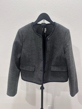 J. Crew Cropped Herringbone Tweed Jacket Collarless Size 8