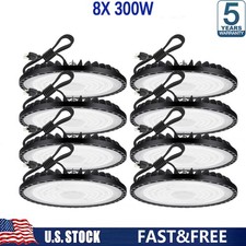 8 Pack 300W UFO Led High Bay Light Factory Commercial Warehouse Industrial Light