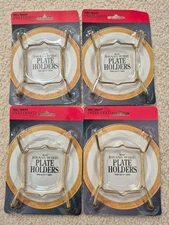 Set Of 4 Brass Wire Plate Holders, 2 in each pack, New/Sealed