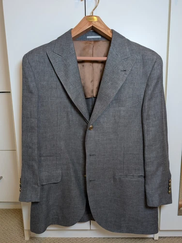 Brunello Cucinelli Linen Wool Silk Blazer Gray Men's 42S
