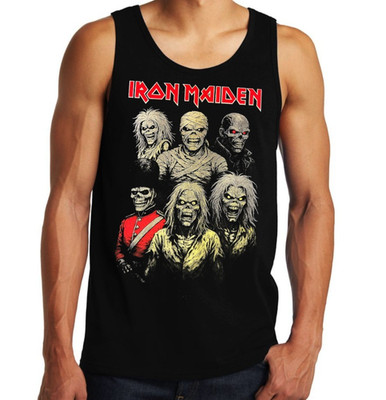 Iron Maiden 6 Eddies English Heavy Metal Band Men's Black Tank tops