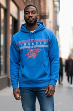 NBA Oklahoma City Thunder Basketball Hoodie Hooded Sweatshirt Men M Blue Logo