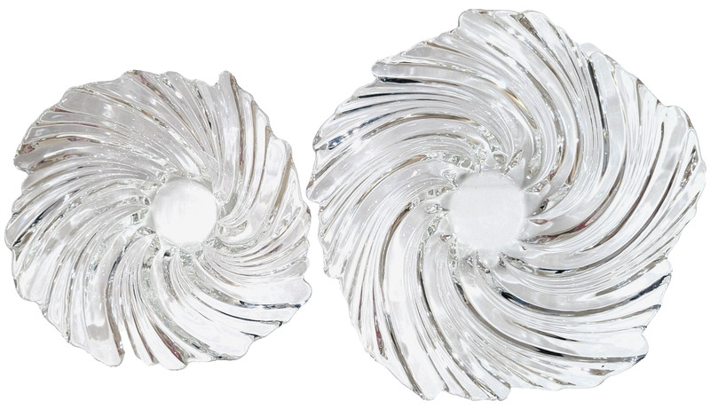 2 Mikasa Belle Epoque Swirl Glass Bowls. 15" Low Console. 13"Centerpiece. German