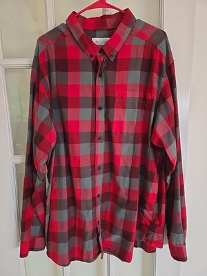 Columbia Men's Long Sleeve Button Down Shirt Sz XXL Red Plaid 100% Cotton